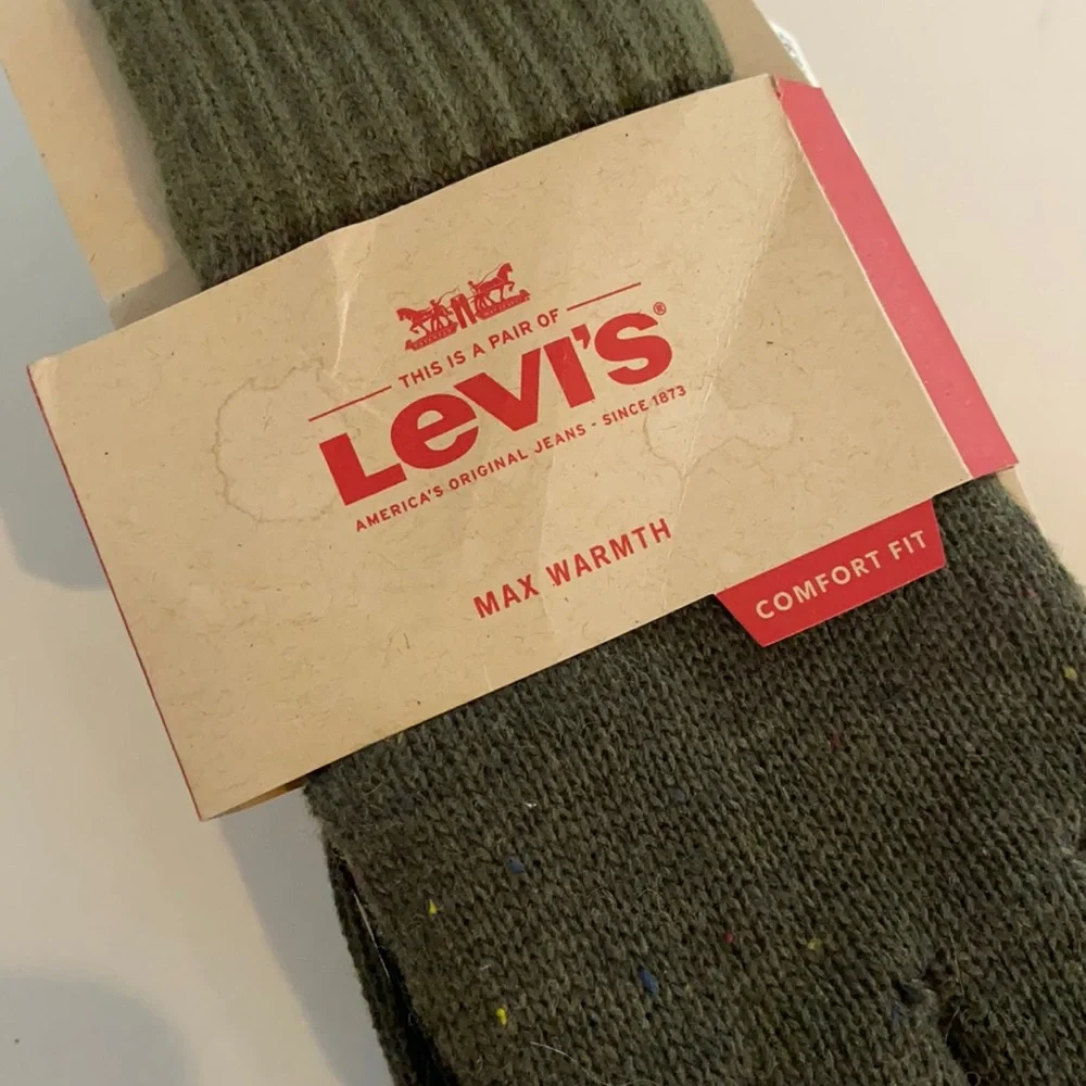 Levi's mens glove winter wear snow Donegal Glove With Leather Patch Olive green - Picture 3 of 14